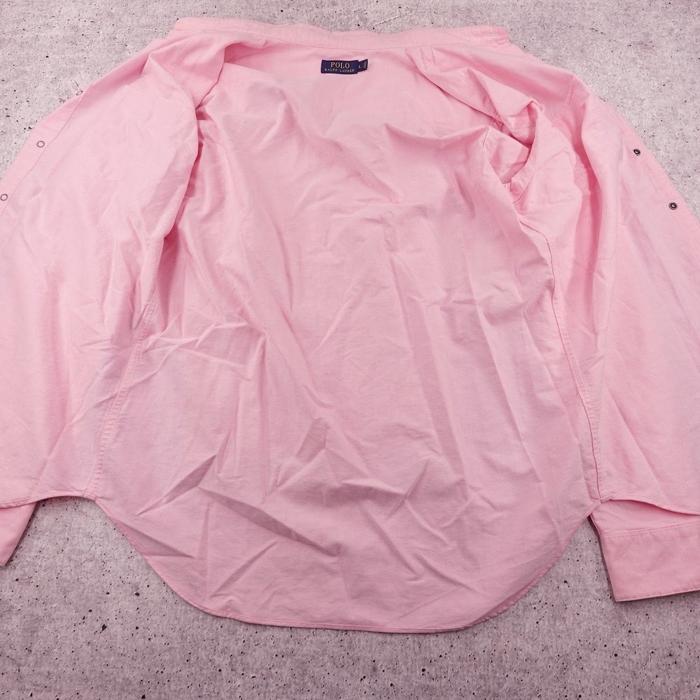 Polo Ralph Lauren Mens Pink Cotton Oxford Western Pearl Snap Front Shirt Large - Picture 3 of 12